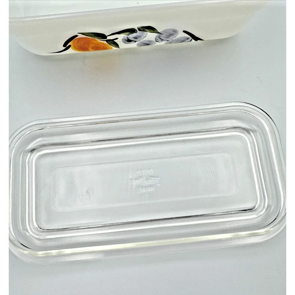 Fire King Anchor Hocking Gay Fad Fruit Pattern Milk Glass 8 Piece Set.‎